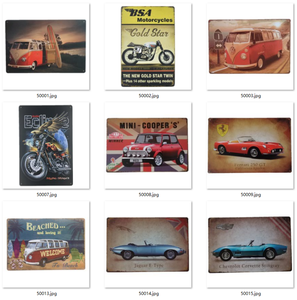 Vente en gros Pub Restaurant Bar Art mural Peinture Bus Plat Plaque métallique <span class=keywords><strong>Indian</strong></span> Motorcycle Tin Signs - Product Image 2