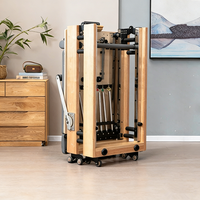Reformer de Pilates Plegable de Roble para Estudio Comercial, Equipo de Pilates con Resistencia, OEM