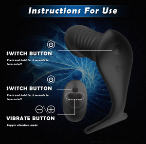 <b>Silicone</b> <b>Waterproof</b> Eco-Friendly Telescopic Prostate Massager Dildo Men's Remote Controlled Anal Vibrating Cock Ring Sex Toy - Product Image 6