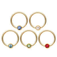 Cincin tindik hidung, perhiasan berlapis emas padat, cincin manik tawanan baja bedah BCR cincin hidung unik
