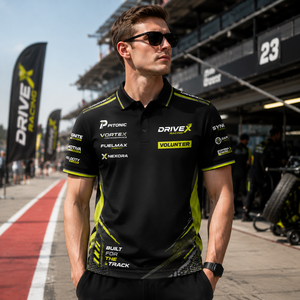 เสื้อโปโลทีมแข่งรถมอเตอร์สปอร์ตพร้อมโลโก้สั่งทำ ชุดยูนิฟอร์มทีมแข่งรถ เสื้อโปโลสำหรับเจ้าหน้าที่งานอีเว้นท์/อาสาสมัคร เสื้อโปโลแห้งเร็วแบบซับลิเมชั่น - Product Image 1