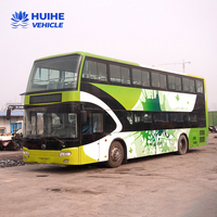 Autocar d'occasion à double étage de 70 places, diesel, transmission manuelle, marque Huihe, grande capacité, à vendre en Chine à prix abordable