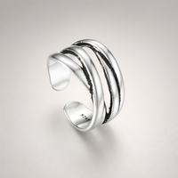 Bague d'ouverture en argent Sterling S925 pour femmes, anneau rétro tissé multicouche, bague polyvalente personnalisée