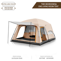 Grande tente de camping extérieure multi-personnes, une chambre, un salon, épaisse, durable, protection solaire intégrée, imperméable 2000-3000 mm