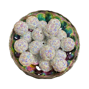 Perles colorées société nouvelle couleur blanche colorée acrylique résine lâche strass boule perles pour bijoux enfants collier fabrication - Product Image 1