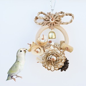 Jouets à mâcher pour perroquets : Anneaux en paille tressée, copeaux de <span class=keywords><strong>bois</strong></span> naturels, cônes de pin et fleurs d'herbe - Product Image 5