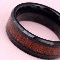 Bague de fiançailles et de mariage tendance, ajustement confortable biseauté, 8 mm, incrustation en bois de koa, carbure de tungstène, pierre précieuse, pour homme et femme