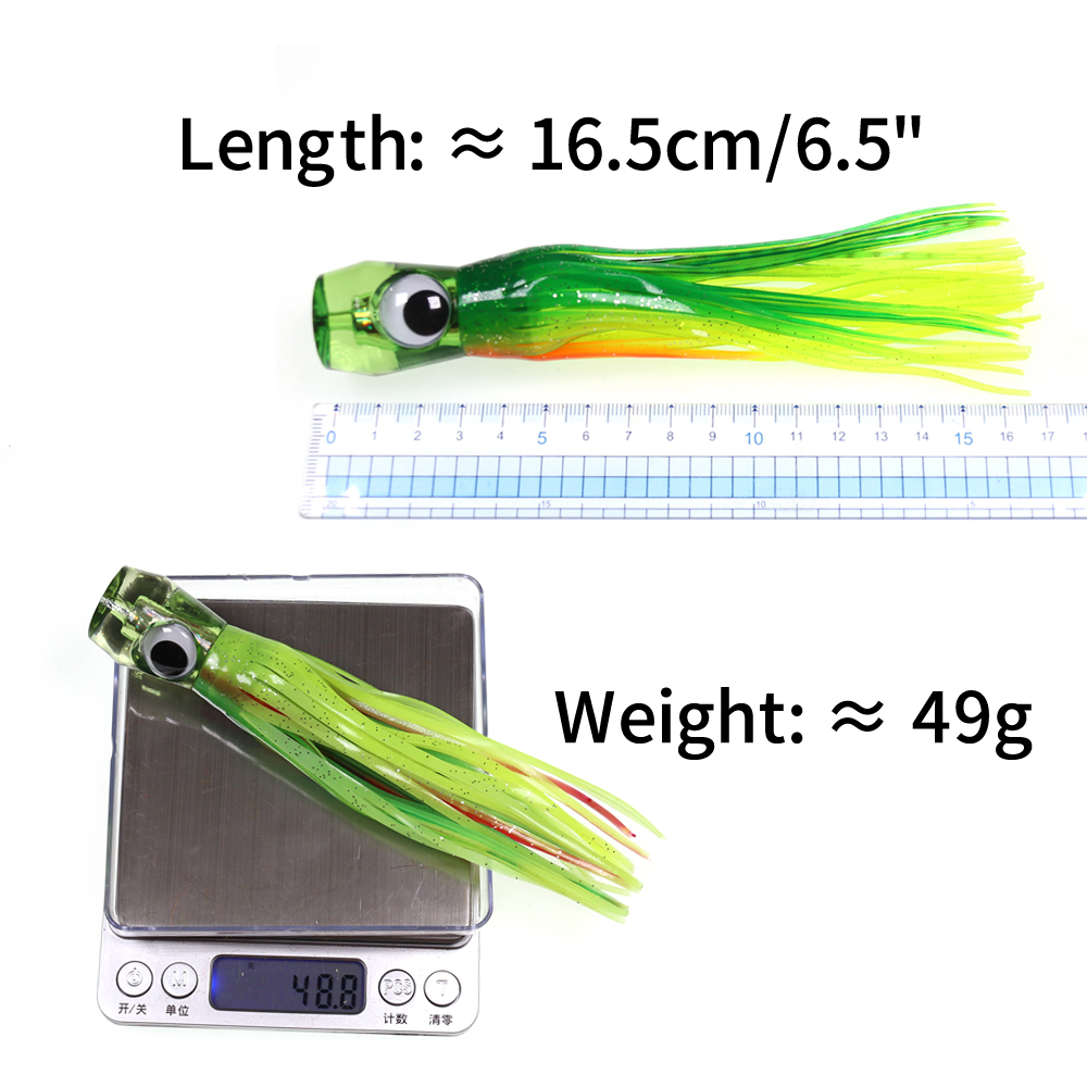 Lot De 10 Leurres Jupe Tête De Jet Extreme Fishing - Vert, 5 Pouces, Pour Pêche à La Traîne Gros Gibier
