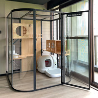 Villa panoramique extra-large pour chat, personnalisée, en verre et acier carbone, cage de luxe imperméable en bois multicouche