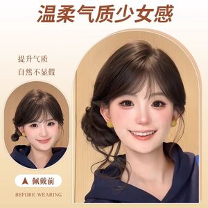 Peluca de cabello sintético con pinza para el pelo, estilo nido de pájaro, con moño lateral y corona alta, para mujer - Product Image 3