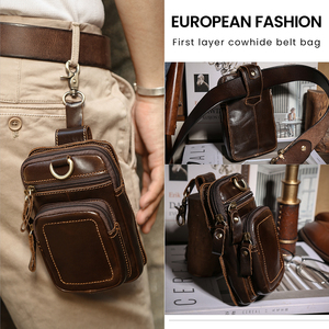 Vintage petite taille Packs sac de téléphone portable en <span class=keywords><strong>cuir</strong></span> véritable taille <span class=keywords><strong>ceinture</strong></span> sac pour hommes - Product Image 6