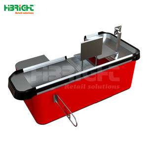 Comptoirs de caisse modernes et durables Highbright HBE-CC-38 de couleur rouge avec dimensions personnalisables pour une utilisation en supermarché, fabriqués en Chine - Product Image 3