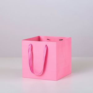 Bolsa de Papel Kraft Cuadrada Personalizada con Logotipo, Bolsa de Embalaje para Ramos de Flores y Pasteles con Asa - Product Image 6