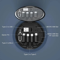 Ensemble de câbles de données miroir Boîte de rangement Adaptateur USB type-c numérique multifonctionnel Boîte de rangement Câbles de charge portables Boîte de rangement