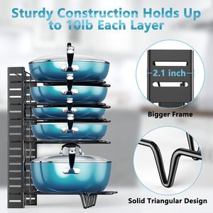 New Eco-Friendly Kitchen Counter Cabinet 5-Layer Stainless Steel Detachable Standing Storage Rack for Pan & Pot Lids - Product Image 5