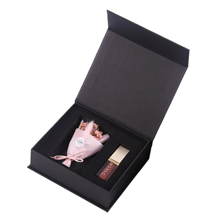 Boîtes d'emballage personnalisées en papier noir, ensemble de cosmétiques de luxe, emballages personnalisés pour rouge à lèvres, 10 pièces