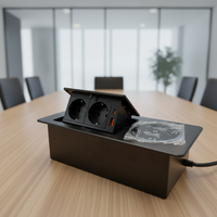 Prise de bureau escamotable encastrée, norme européenne, pour comptoir de meuble, avec chargeur sans fil rapide intégré