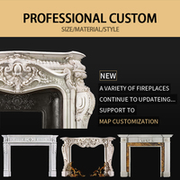 Entourage de Cheminée en Marbre Beige Crème d'Égypte Antique Sculpté à la Main Insert Victorien Beige Crème