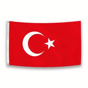 ธงชาติตุรกีขนาด 3x5 ฟุต ทำจากผ้าโพลีเอสเตอร์ พร้อมห่วงทองเหลืองสองวง สำหรับแขวนผนัง ตกแต่งภายนอกและภายในอาคาร - Product Image 1