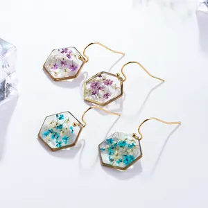 Ivy Manufacturer Custom Design Stainless Steel Earrings Forget Me Not Flower Resin Earrings For Women