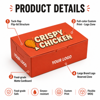 Boîte en carton blanc de qualité alimentaire, pliable, imprimée en couleur, pour l'emballage de poulet frit et de restauration rapide