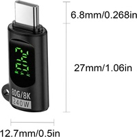 Adaptateur d'extension USB-C 240W 8K 60Hz mâle vers femelle, transfert de données 80 Gbps, adaptateur OTG à affichage numérique Type-C pour iPhone et ordinateur portable
