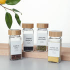 Bouteille d'assaisonnement en verre de 4oz en bois d'acacia, salière et poivrière en <span class=keywords><strong>cristal</strong></span>, outils pour épices et herbes - Product Image 2