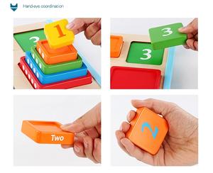 Montessori en <span class=keywords><strong>bois</strong></span> compte tri tour d'empilage nombre tour d'empilage couleur tour d'empilage bébé empilage tasses blocs Cubes - Product Image 3