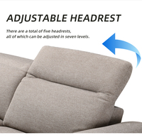 Canapé d'angle inclinable en cuir véritable et tissu, avec commande électrique, pour salon de villa moderne et luxueux, avec rangement et appui-tête