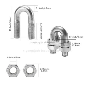 Serre-câble de haute qualité, galvanisé, <span class=keywords><strong>à</strong></span> boulon en U, pour attache de câble, tendeur de <span class=keywords><strong>corde</strong></span> <span class=keywords><strong>à</strong></span> <span class=keywords><strong>linge</strong></span>, 1/4" M6, pince pour câble métallique - Product Image 2