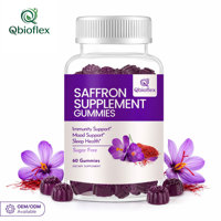 Gummies au safran Qbioflex en marque privée, compléments de safran 10-en-1 pour enfants et adultes, favorisent la tranquillité d'esprit, la concentration et le sommeil