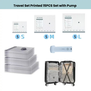 Juego de Bolsas de Compresión con Bomba de Vacío Eléctrica Portátil |   Bolsa Organizadora de Equipaje de Viaje con Bomba de Aire Recargable para Ropa - Product Image 4