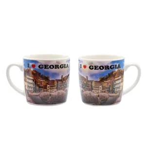 Customized Travel Ceramic Georgia Souvenir Coffee Mug Printed Manufacturer China