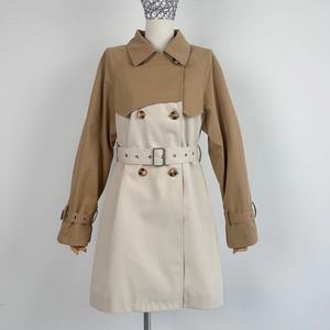 Manteau <span class=keywords><strong>trench</strong></span> pour <span class=keywords><strong>femme</strong></span> en <span class=keywords><strong>beige</strong></span> contrastant, couleur kaki, coupe <span class=keywords><strong>mi</strong></span>-longue personnalisée avec ceinture - Product Image 3