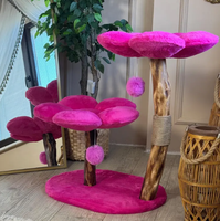 Cadeau parfait pour les amoureux des chats tour d'arbre à chat floral rose condo conception de maison de fleurs avec corde en sisal un jouet en peluche dangly avec cloche
