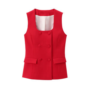 Blusa de Verano GX1600 para Mujer, Cuello Cuadrado, Sexy, Elegante, Ajustada, Sin Mangas, con Botones Únicos - Product Image 2