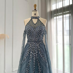 Jancember SZ085 élégantes licou paillettes grande taille robes de soirée trapèze pour femmes - Product Image 5