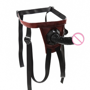 Uper-consolador de pene con correa enorme para adultos, Juguetes sexuales eróticos de Omán para masturbación esbian, color negro - Product Image 1