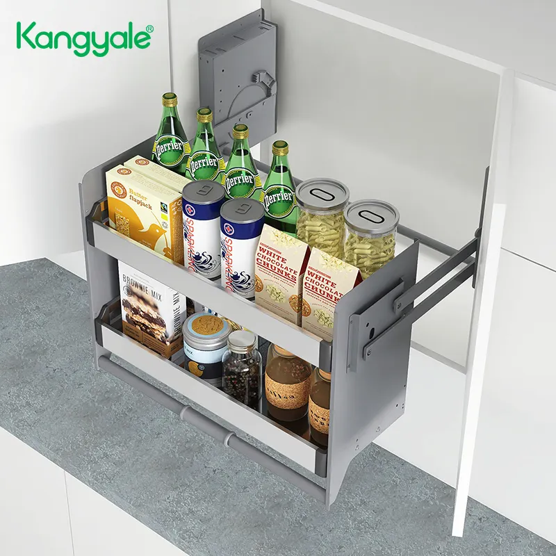 Kangyale Kabinet Organizer Pull Down Shelvesf Tinggi Kabinet Lift Keranjang Lift Manual