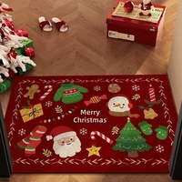 Karpet Sutra Bertema Natal dengan Motif Kartun, Keset Rumah Tangga untuk Pintu Masuk, Dekorasi Suasana Meriah, Dapat Dicuci, Tahan Aus.