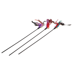 Bâtonnet à chat avec ressort, plume et clochette, tête de remplacement amovible, jouet durable pour chat, baguette à chat - Product Image 1