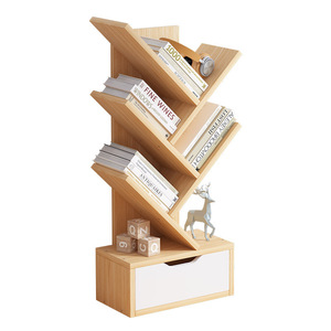 <b>Tree</b> Shaped Desktop Bookshelf Wood Storage Rack Office Organizer For Desk Students Creative <b>Bookcase</b> With Drawer - Product Image 5