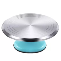 Plateau tournant en métal pour gâteaux, outils de pâtisserie, plateau rotatif personnalisé, table ronde pour gâteaux, support à gâteau rotatif argenté rose
