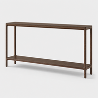 Table console de luxe artisanale, élégante, aux coins arrondis et aux lignes droites épurées, pour les entreprises de design de villas