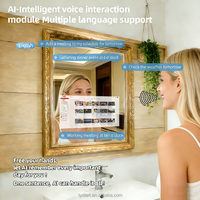Espejo de TV Inteligente Rectangular Moderno de Alta Calidad con WiFi, Cámara HD, Android y Tira de Luces LED Iluminadas para Baño