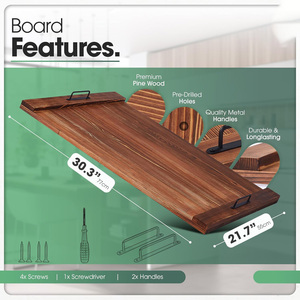Grande couverture de cuisinière en pin et plateau décoratif avec poignées, couvercle de cuisinière multifonctionnel et planche <span class=keywords><strong>à</strong></span> découper pour la cuisine - Product Image 2