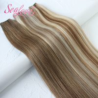 Extensiones de Cabello Invisibles de Doble Trama con Color Balayage, Cabello Humano 100% Natural Liso, para Salón de Belleza