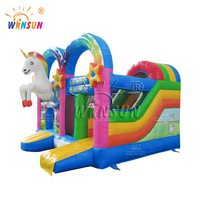 Château sautant de maison de rebond gonflable de licorne de videur commercial de vente chaude de WINSUN avec la glissière