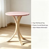 Table basse ronde moderne en bois courbé, mobilier de salon en bois massif, table basse en bois massif, table à thé simple, table basse