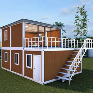 Venta al por mayor de piso plano móvil personalizado 4 en 1 casa contenedora prefabricada aislada duradera villa de paquete plano con techo inclinado - Product Image 1